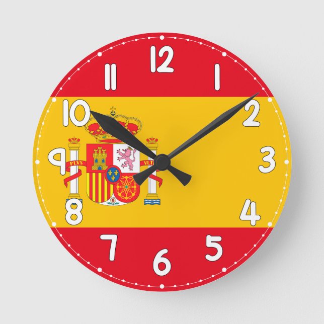 Wall Clock with the Spanish Flag - Flag of Spain Rund Klocka (Framsida)