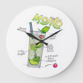 WALL CLOCKS - MOJITO RECIPE COCKTAIL ART STOR KLOCKA