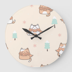 WALL KATTUNGE KAT CLOCK STOR KLOCKA
