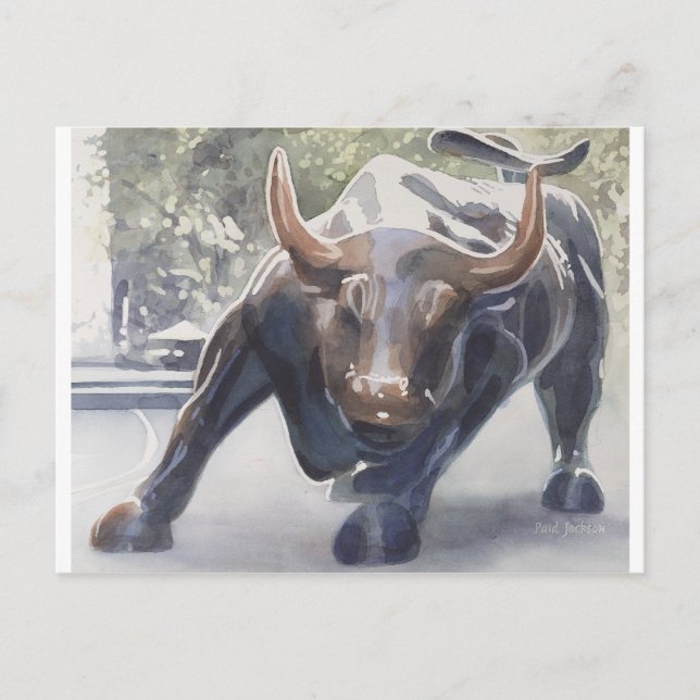 Wall street Bull av Paul Jackson Vykort (Framsida)