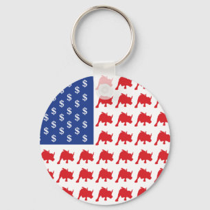 Wall street Bull Market American Flagga Nyckelring