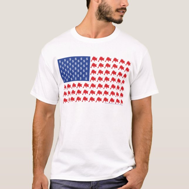 Wall street Bull Market American Flagga Tee (Framsida)