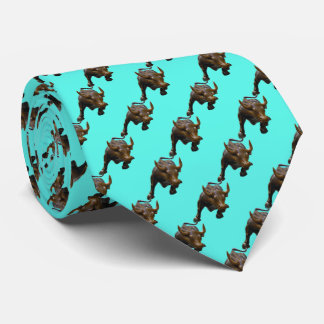Wall street Charging Bull Tie - Aqua BG Slips