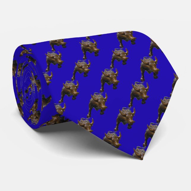 Wall street Charging Bull Tie - Blue BG Slips (Rullad)