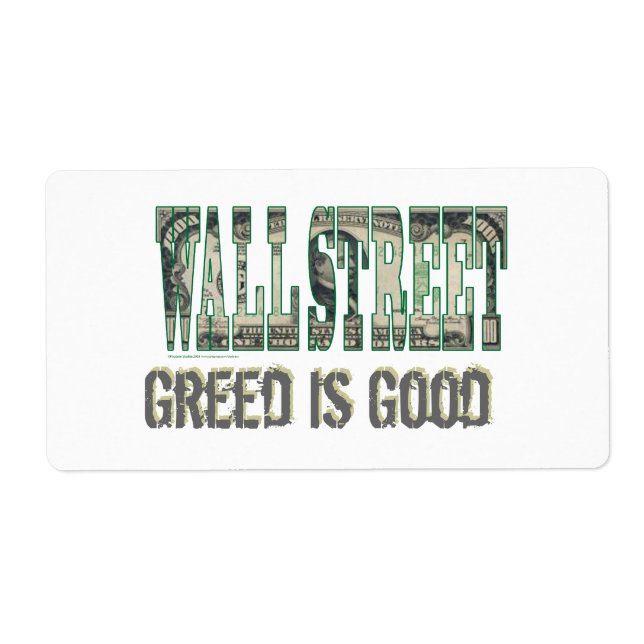 Wall street/Greed är Bra Fraktsedel (Framsidan)