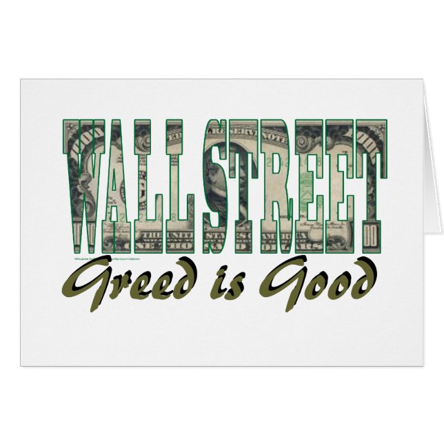 Wall street/Greed är Bra Hälsningskort (Framsidan Horizontal)