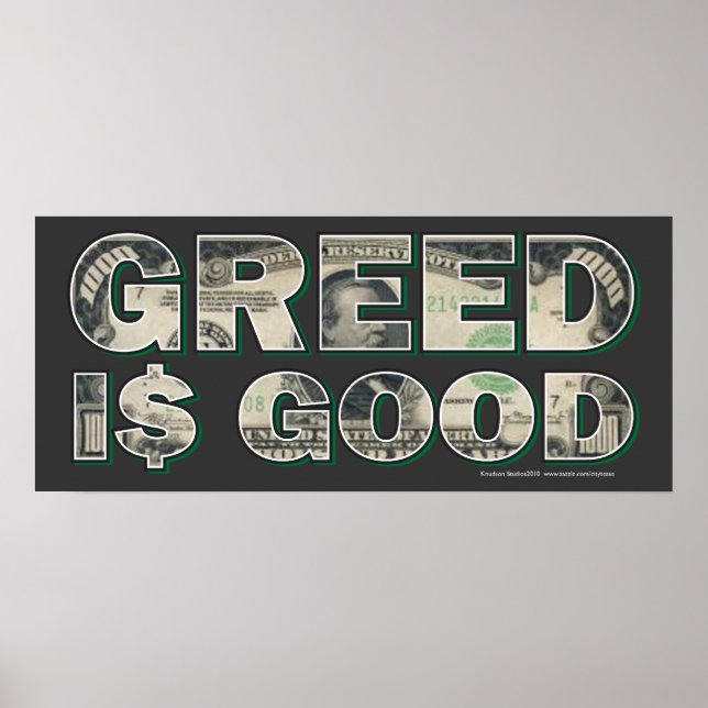 Wall street/Greed är Bra Poster (Framsidan)