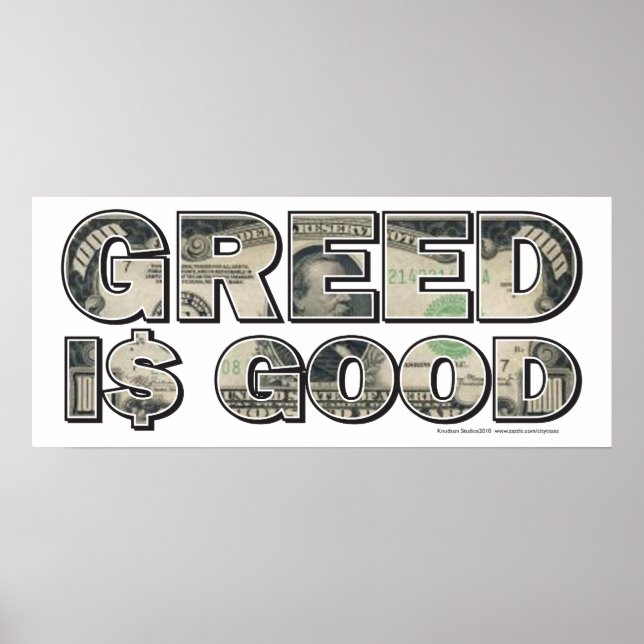 Wall street/Greed är Bra Poster (Framsidan)