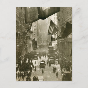 wall street Party, slutet av WW1, 1918 Vykort
