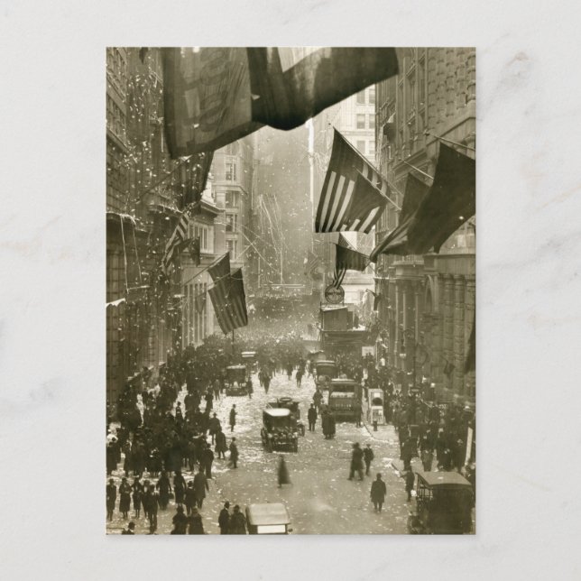 wall street Party, slutet av WW1, 1918 Vykort (Framsida)