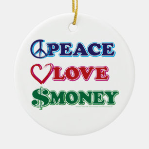 Wall street/Peace Kärlek Money Julgransprydnad Keramik