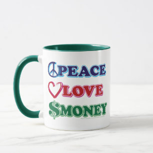 Wall street/Peace Kärlek Money Mugg