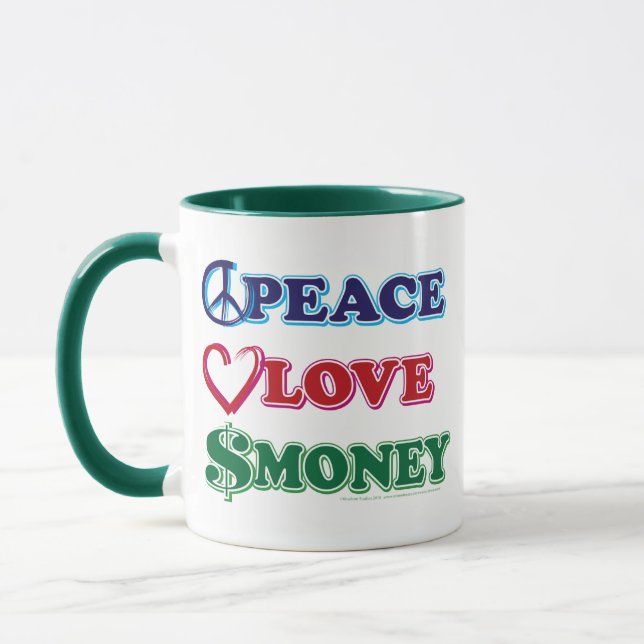 Wall street/Peace Kärlek Money Mugg (Vänster)