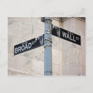 Wall street Sign New York City Vykort