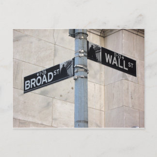 Wall street Sign New York City Vykort