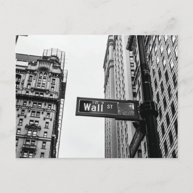 Wall Street Svart och Vitt Vykort (Framsida)