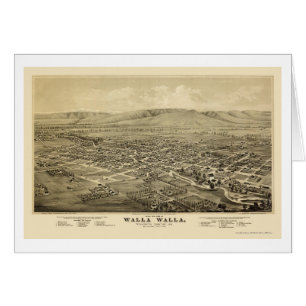 Walla Walla, panorama- karta för WA - 1876 Hälsningskort