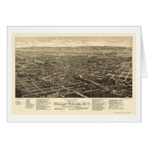 Walla Walla, panorama- karta för WA - 1884 Hälsningskort
