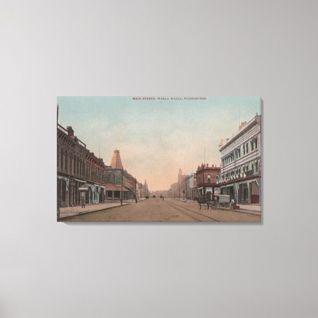 Walla Walla, WA - View of Main St. Canvastryck (Framsida)