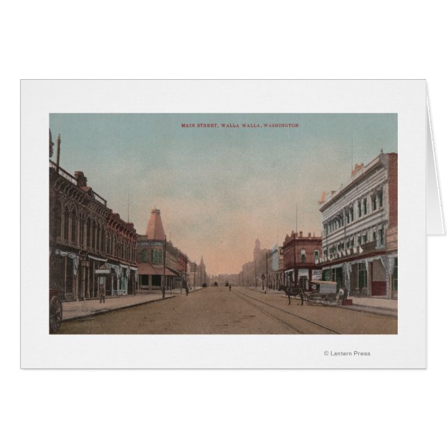 Walla Walla, WA - View of Main St. Hälsningskort (Framsidan Horizontal)