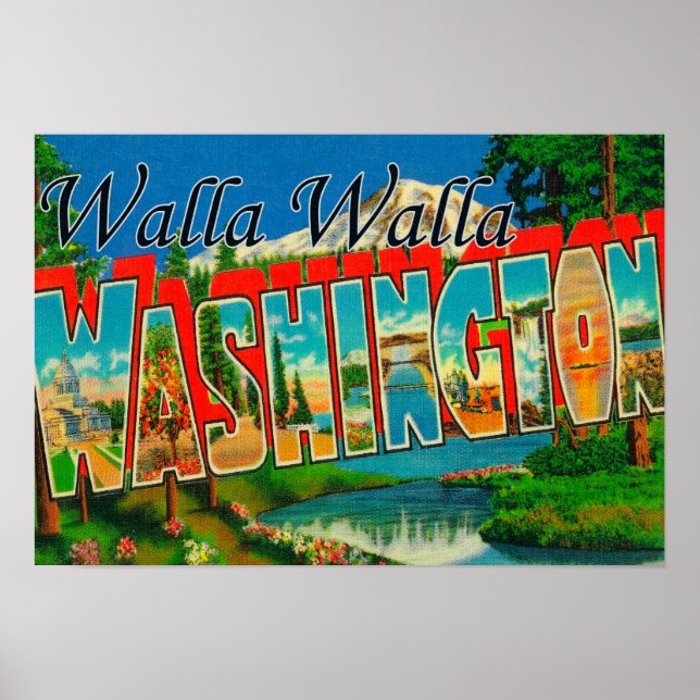 Walla Walla, Washington - Large Brev Scenes Poster (Framsidan)