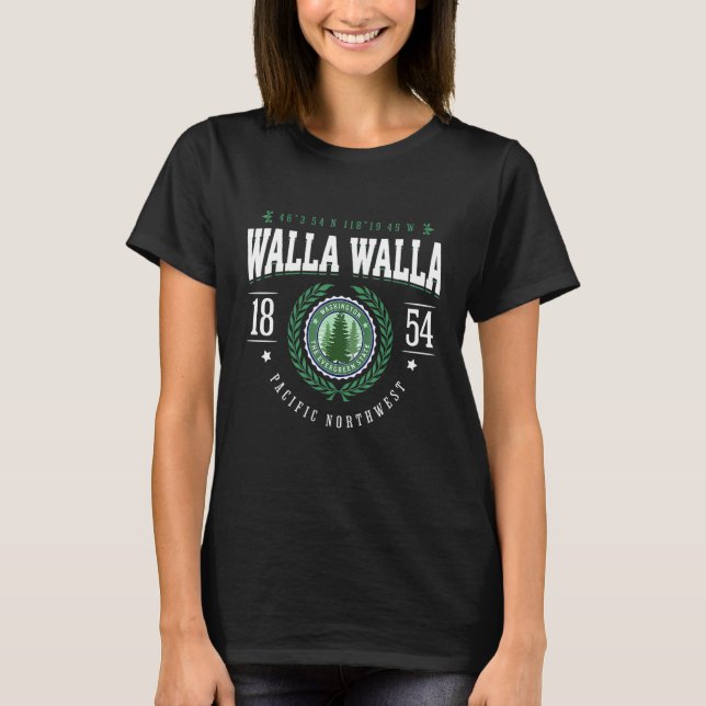 Walla Walla Washington State Pine Tree WA Souvenir T Shirt (Framsida)