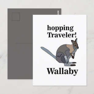 Wallaby Animal Hopping Traveler Wildlife Funny Vykort