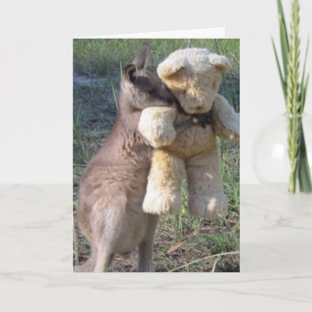 Wallaby Hugger Bear Card Kort (Framsida)