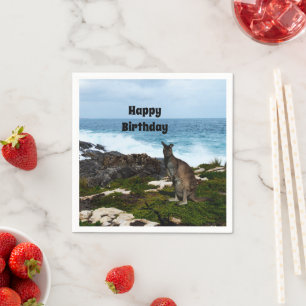 Wallaby på klippor vid havet, pappersservetter