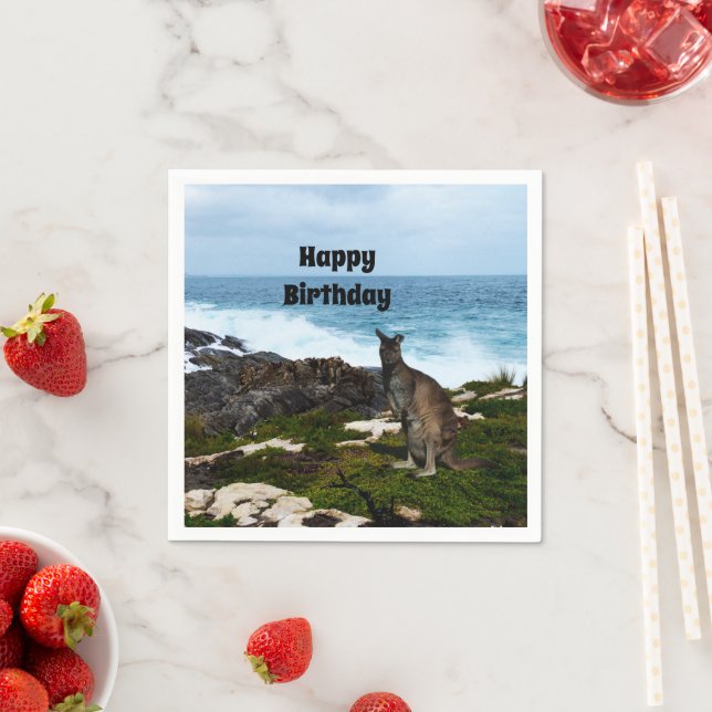 Wallaby på klippor vid havet, pappersservetter (Insitu)