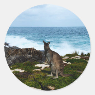 Wallaby Seaside Sten, Round Stickers Runt Klistermärke