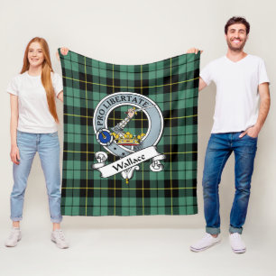 Wallace Ancient Clan Badge Tartan Rutmönster Fleecefilt