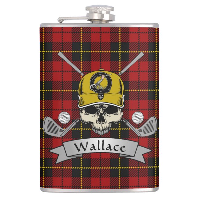 Wallace Badge & Tartan Personlig Skull Golf Fickplunta (Framsidan)