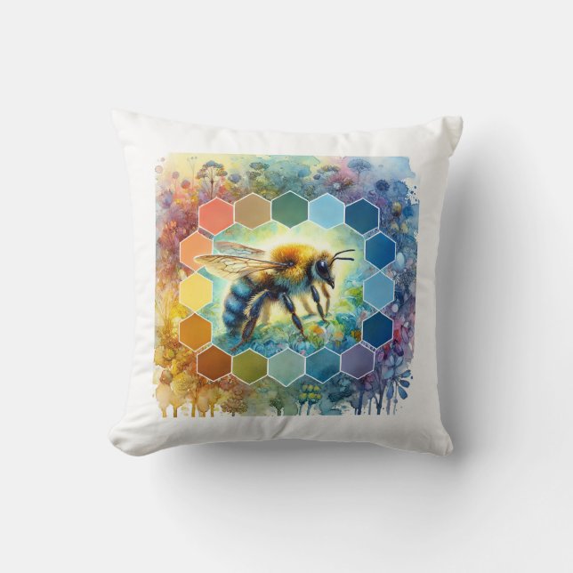 Wallace bee painting 130724AREF109 - Watercolor Kudde (Framsida)