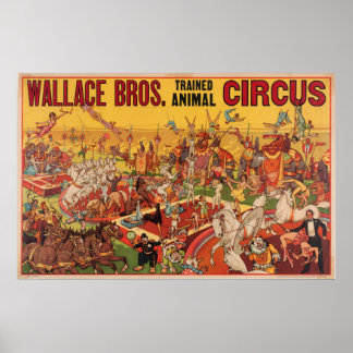 Wallace Bros. Poster av utbildad djurcirkus
