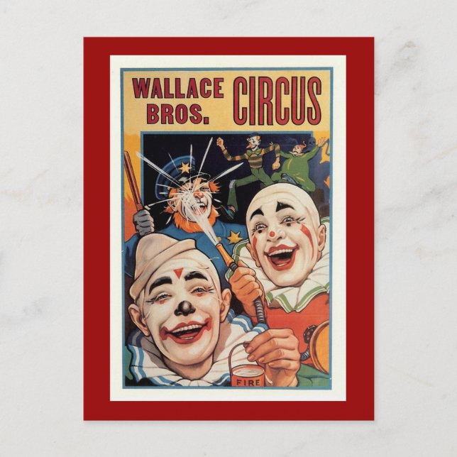 Wallace Bros. Vintage Circus Vykort (Framsida)