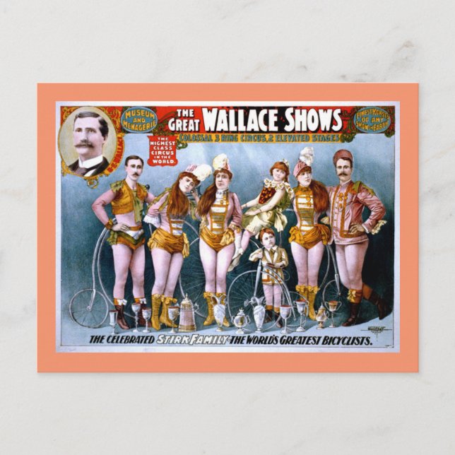 Wallace Circus Show Vintage affisch Vykort (Framsida)