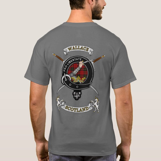 Wallace Clan Badge Tartan & Swords (back) T Shirt (Baksida)