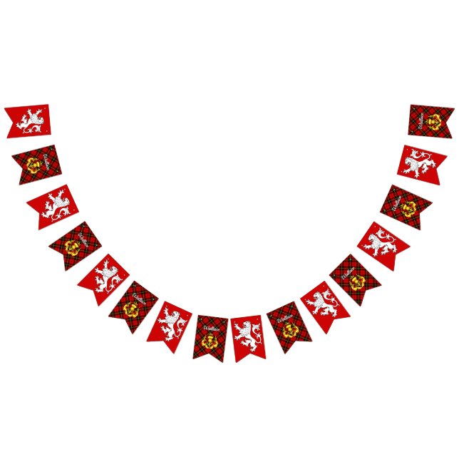 Wallace familjevapen Sköld & Tartan  Vimplar (Alla)