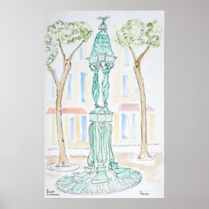 Wallace-fontänen på Rue Brea Paris, Frankrike Poster