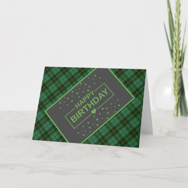 Wallace Grönt Tartan Birthday Card Kort (Framsida)