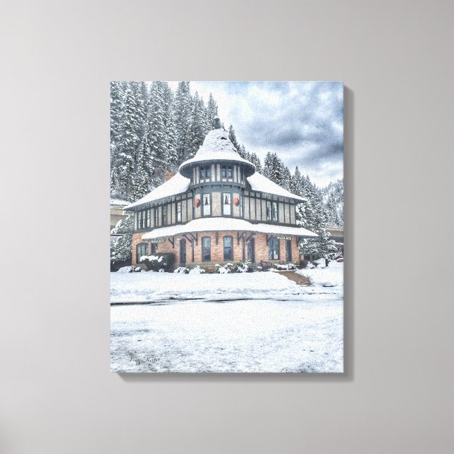 Wallace Idaho Depot i Winter Canvastryck (Framsida)
