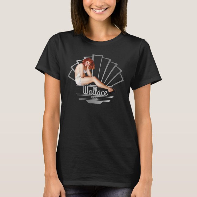 Wallace Idaho Pinup Girl V4b T Shirt (Framsida)