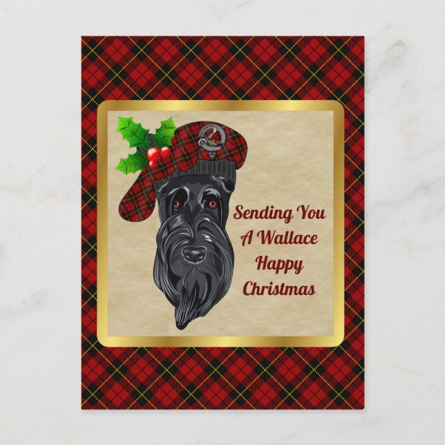 Wallace Klan Badge och Tartan jul Vykort (Framsida)