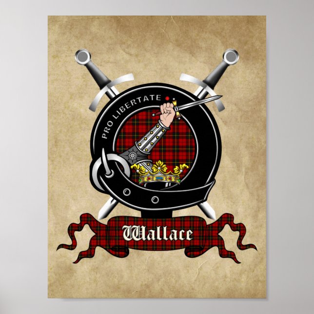 Wallace Klan Badge & Tartan 8.5x11 Poster (Framsidan)