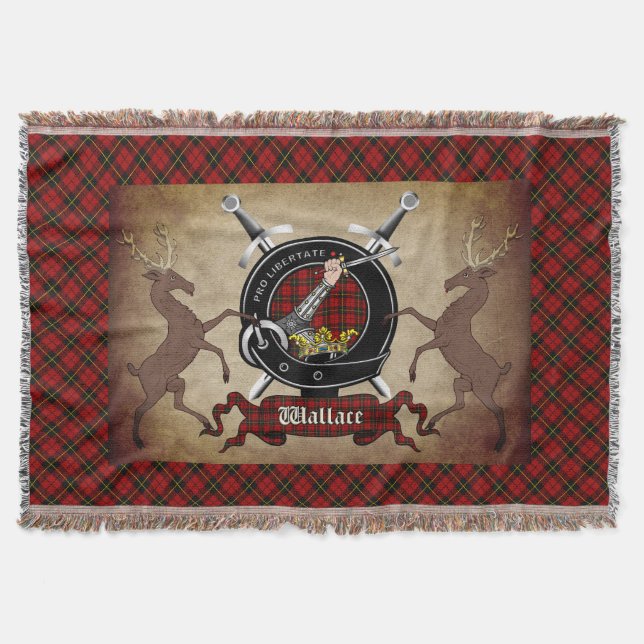 Wallace Klan Badge & Tartan Throw Blanket Filt (Framsidan)