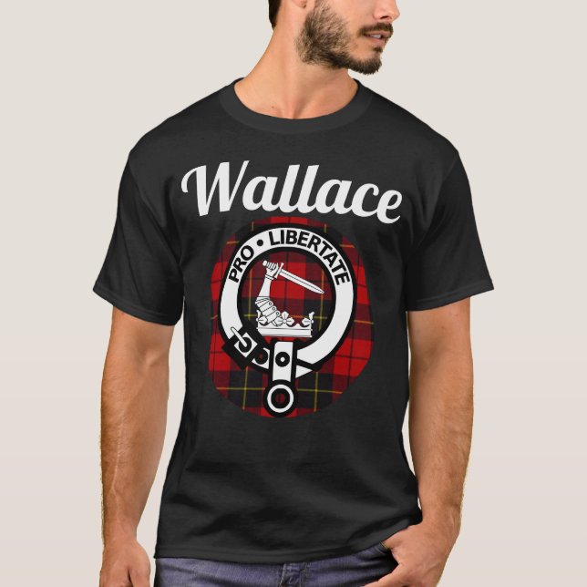 Wallace Klan Scottish Namn Jackar Arm Tartan T Shirt (Framsida)