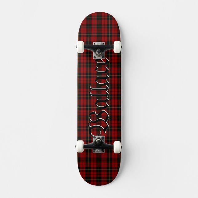 Wallace Klan Tartan Scottish Play Mönster Mini Skateboard Bräda 18,5 Cm (Framsida)