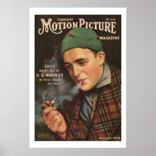 Wallace Reid Vintage 1917 Film Magazine Skriv ut Poster