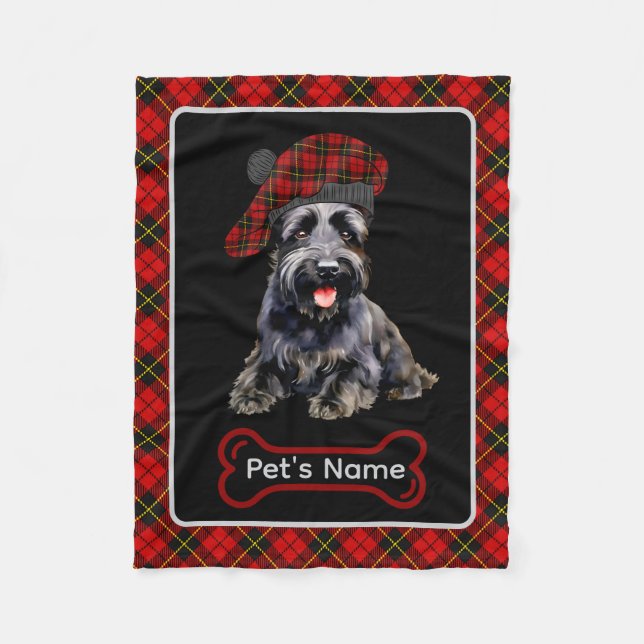 Wallace Scottie Hund Tartan Personlig Fleecefilt (Framsidan)